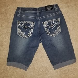 Rhinestone Indigo Premium Capris Pant